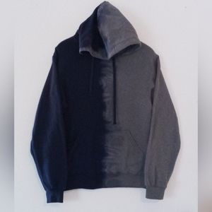 Two tone hoodie sweatshirt Mens Small Fruit of the Loom NWT blue gray bleach dye